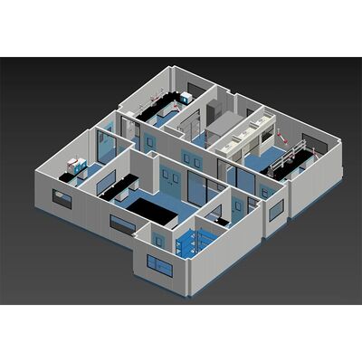 HUAAO ISO GMP لوحة حائط PVC خالية من الغبار غرفة نظيفة معيارية للمختبرات وورش العمل تجميع كشك نظيف FFU بجدار صلب